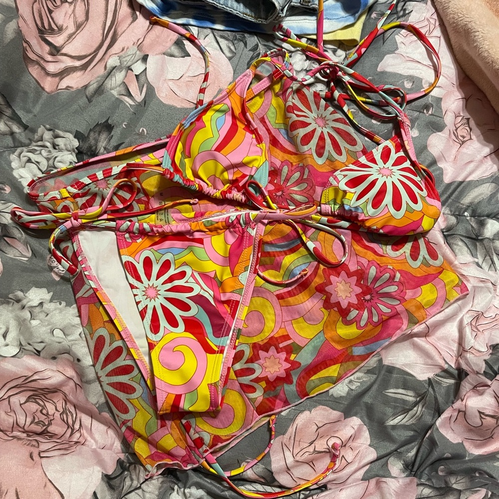 Shein floral 3 piece bikini set